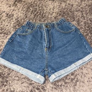 Cuffed jean shorts